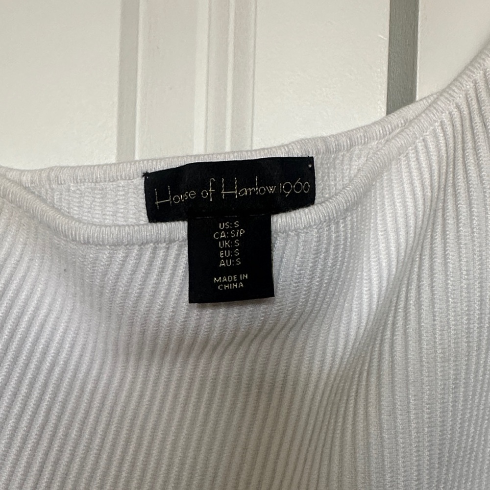 White Ribbed One-Shoulder Top - Picture 2 of 3